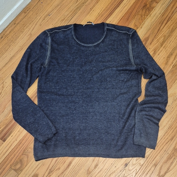 NWOT John Varvatos Artisan Pete Crew Silk Cashmere Blend Sweater Sz L Navy Blue - Picture 3 of 12